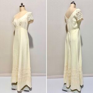 Vtg 70s House of Bianchi Light Yellow Maxi Dress S ( Modern) Cottage Prairie